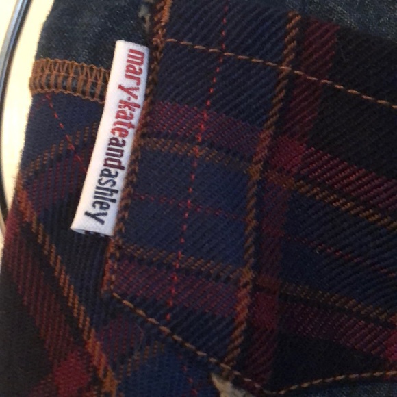 Vintage Mary Kate & Ashley Unique Denim & Plaid metallic blue thread skirt - Picture 3 of 11